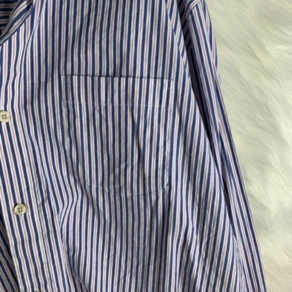 Crown & Ivy Blue Red White Stripes Button Front Si - Picture 2 of 4